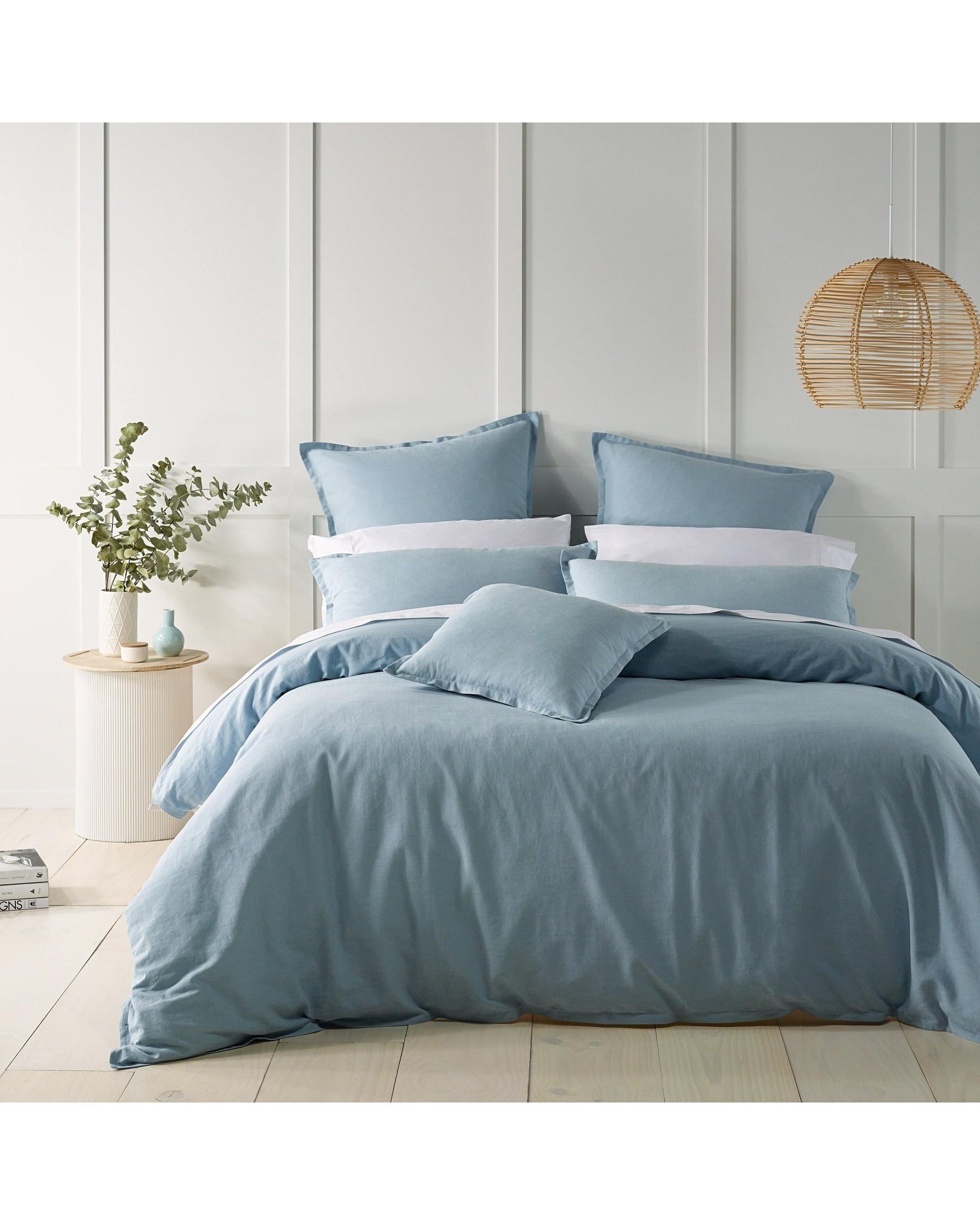 Bianca Bedding WELLINGTON QUILT COVER SET SOFT BLUE Bianca Bedding
