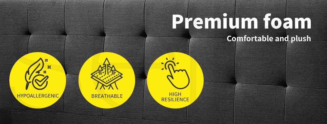 Bed Frame Base With Storage Drawer Mattress Wooden Fabric Double Dark Grey Levede