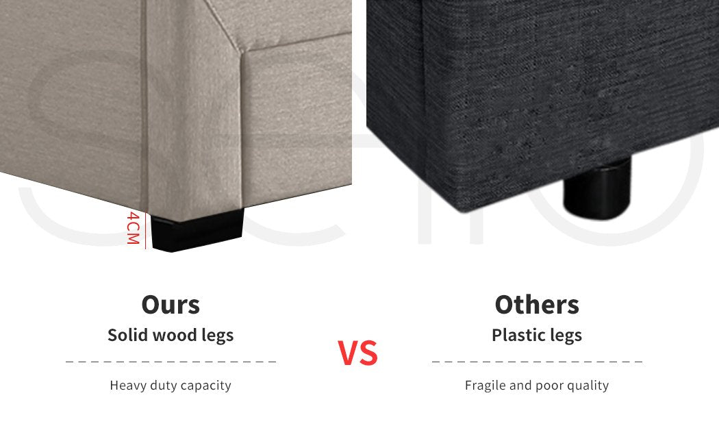 Bed Frame Base With Storage Drawer Mattress Wooden Fabric Double Grey Levede