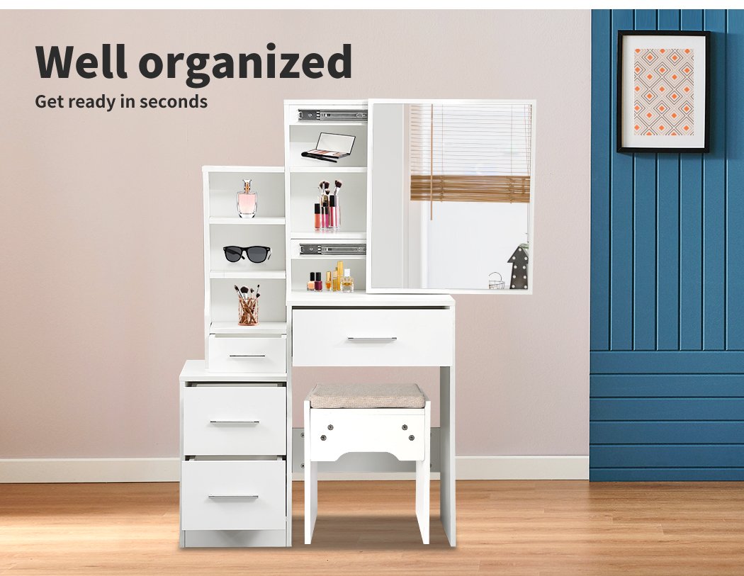 Dressing Table Set Stool Mirrors Jewellery Cabinet Makeup Organizer Levede