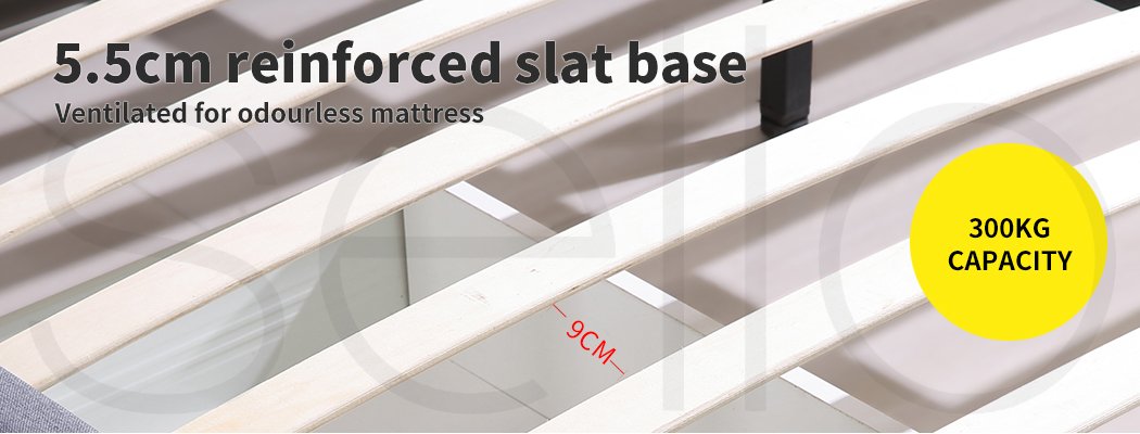 Bed Frame Base With Storage Drawer Mattress Wooden Fabric Double Grey Levede