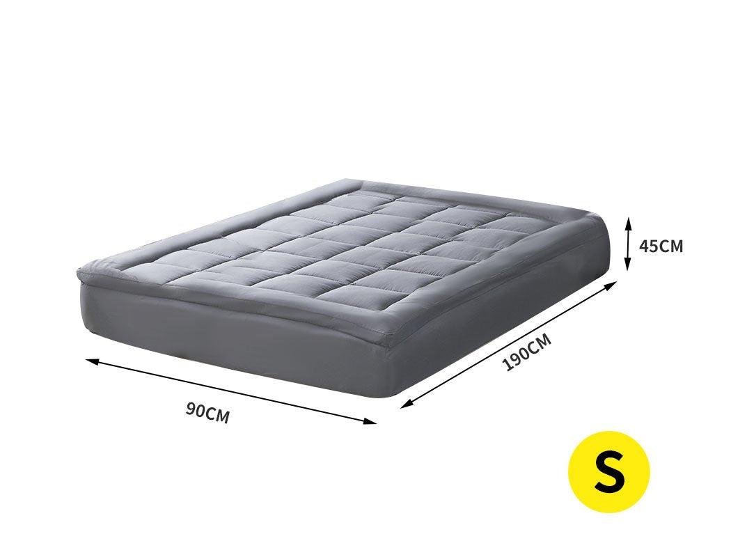 Mattress Topper Bamboo Fibre Luxury Pillowtop Mat Protector Cover Single Dreamz