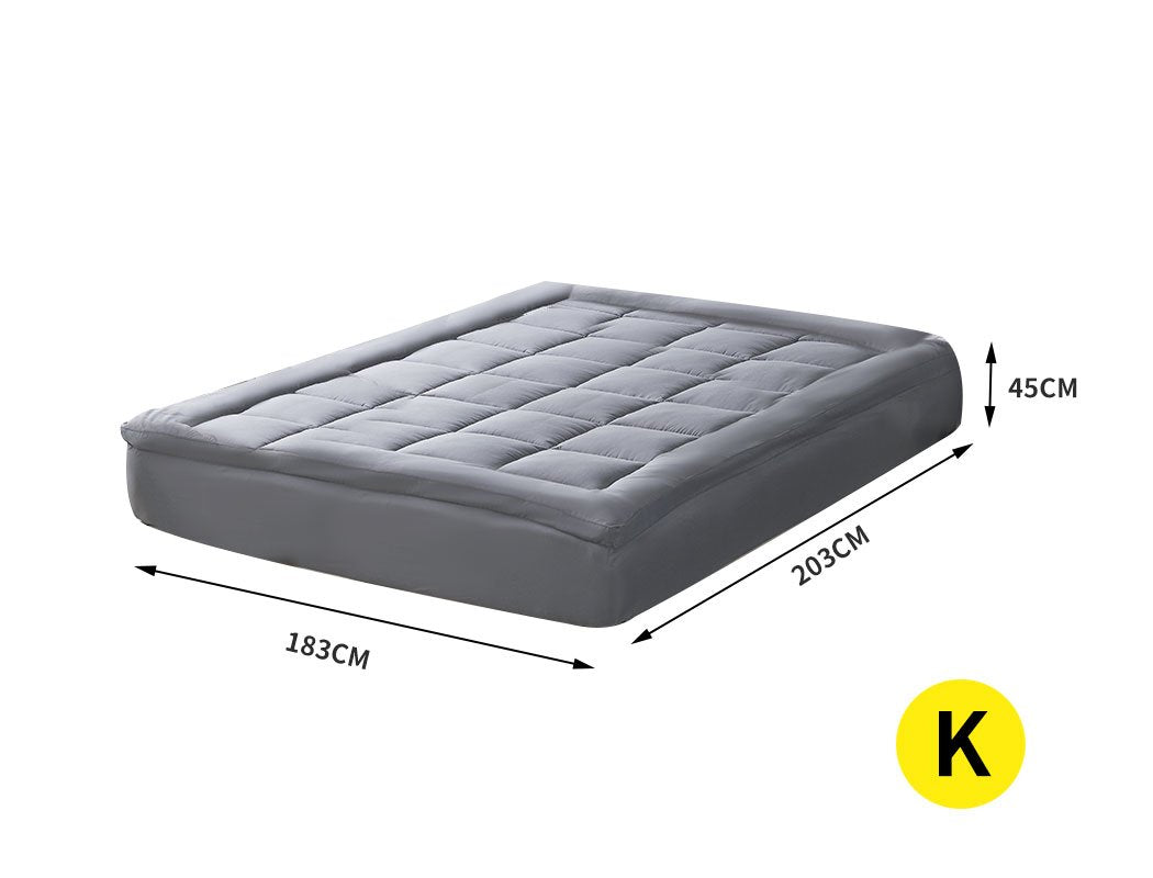 Mattress Topper Bamboo Fibre Luxury Pillowtop Mat Protector Cover King Dreamz