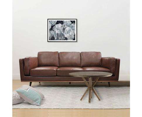 Stylish Leatherette Brown York Sofa  3 Seater Melbournians Furniture