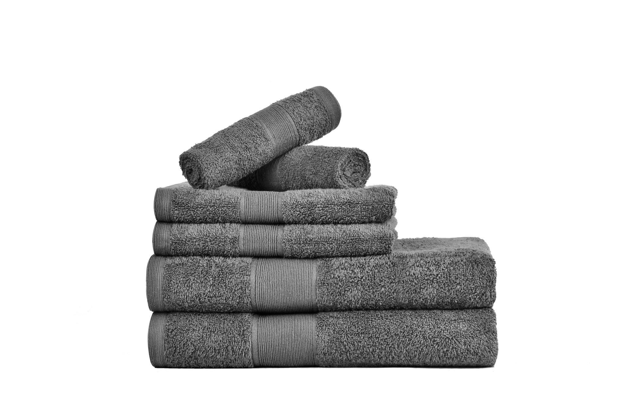 Amelia 500GSM 100% Cotton Towel Set -Single Ply carded 6 Pieces -Dark Grey Amelia